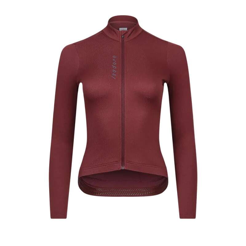 W Cyklodres ISADORE Signature Thermal Long Sleeve Jersey Red Mahogany