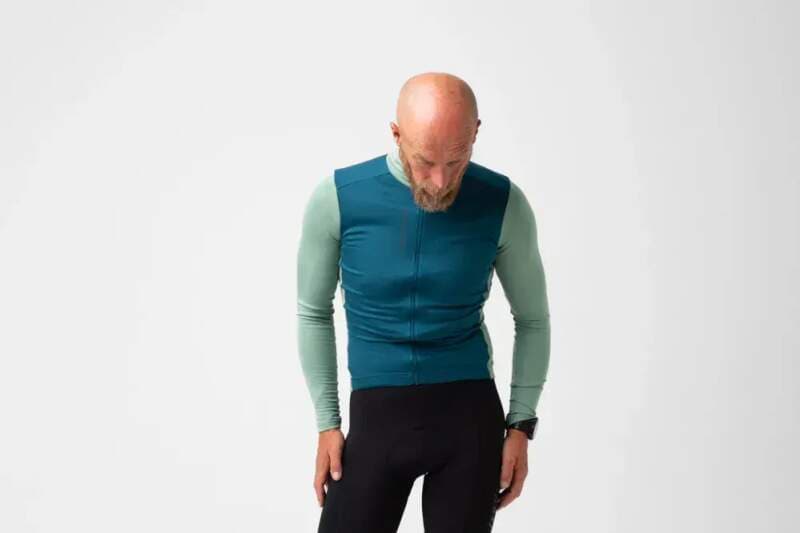 Cyklodres ISADORE Patchwork Thermal Long Sleeve Jersey Blue Coral / Creme de Menthe - náhled 2