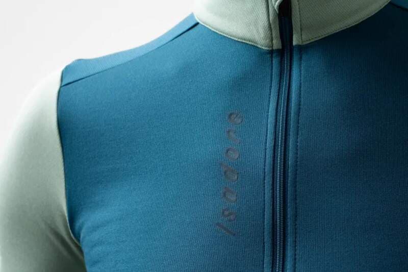 W Cyklodres ISADORE Patchwork Thermal Long Sleeve Jersey Blue Coral / Creme de Menthe - náhled 2