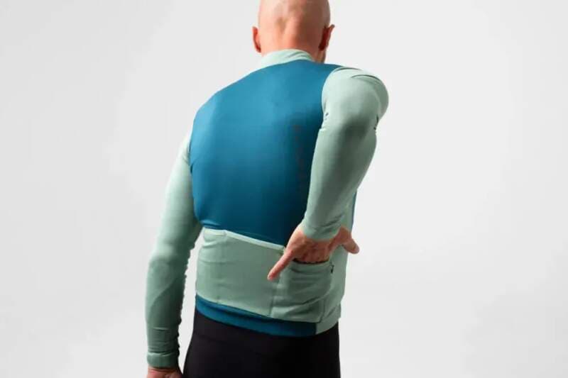 Cyklodres ISADORE Patchwork Thermal Long Sleeve Jersey Blue Coral / Creme de Menthe - náhled 5